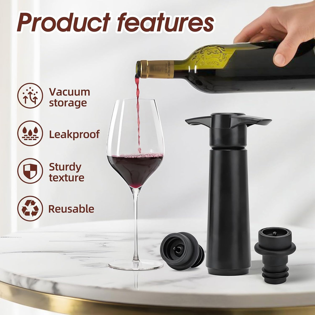 Wine Saver Vacuum Pump with 10 Stoppers