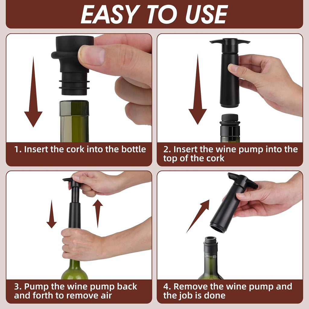 Wine Saver Vacuum Pump with 10 Stoppers