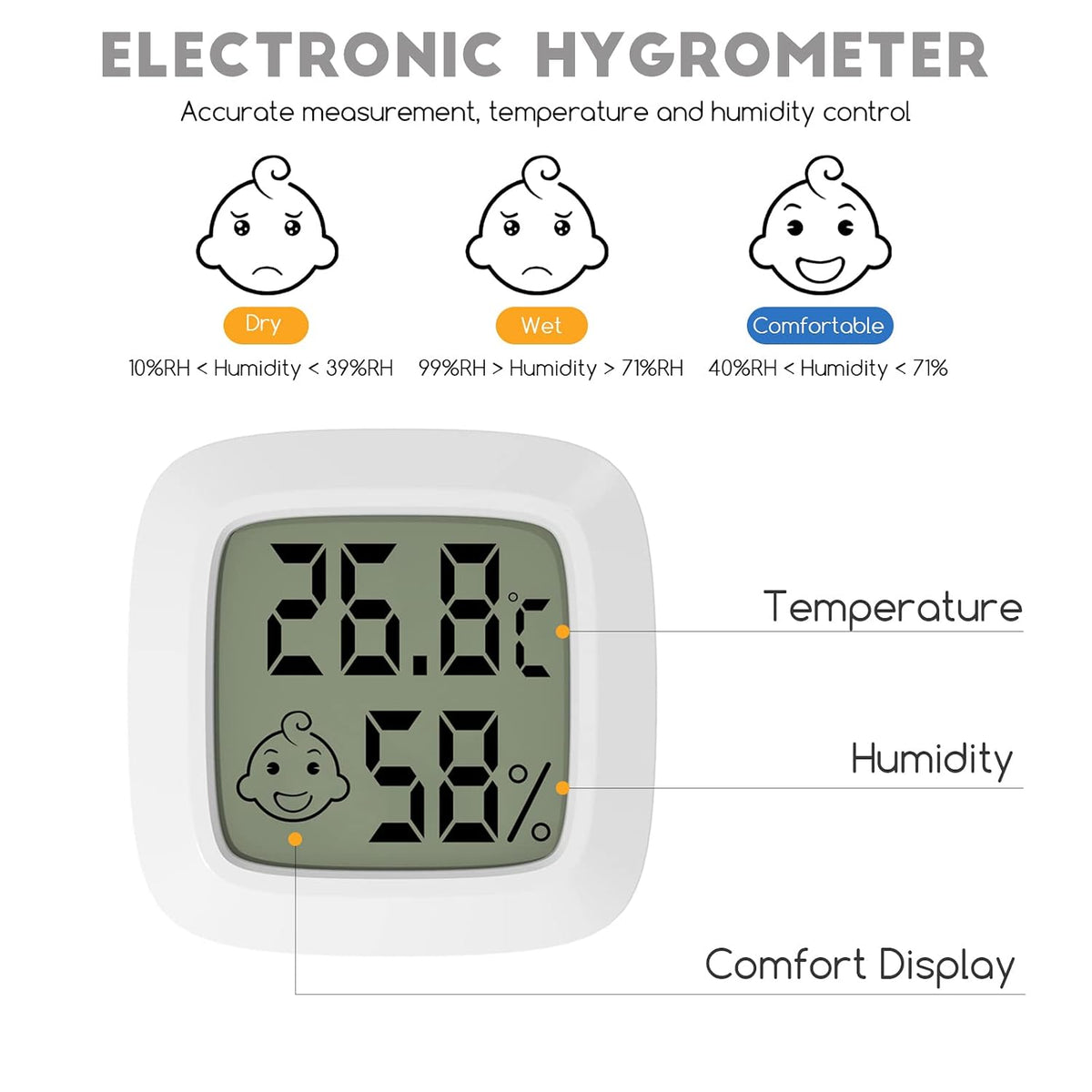 Thermomètre hygromètre digital - fixation aimantée