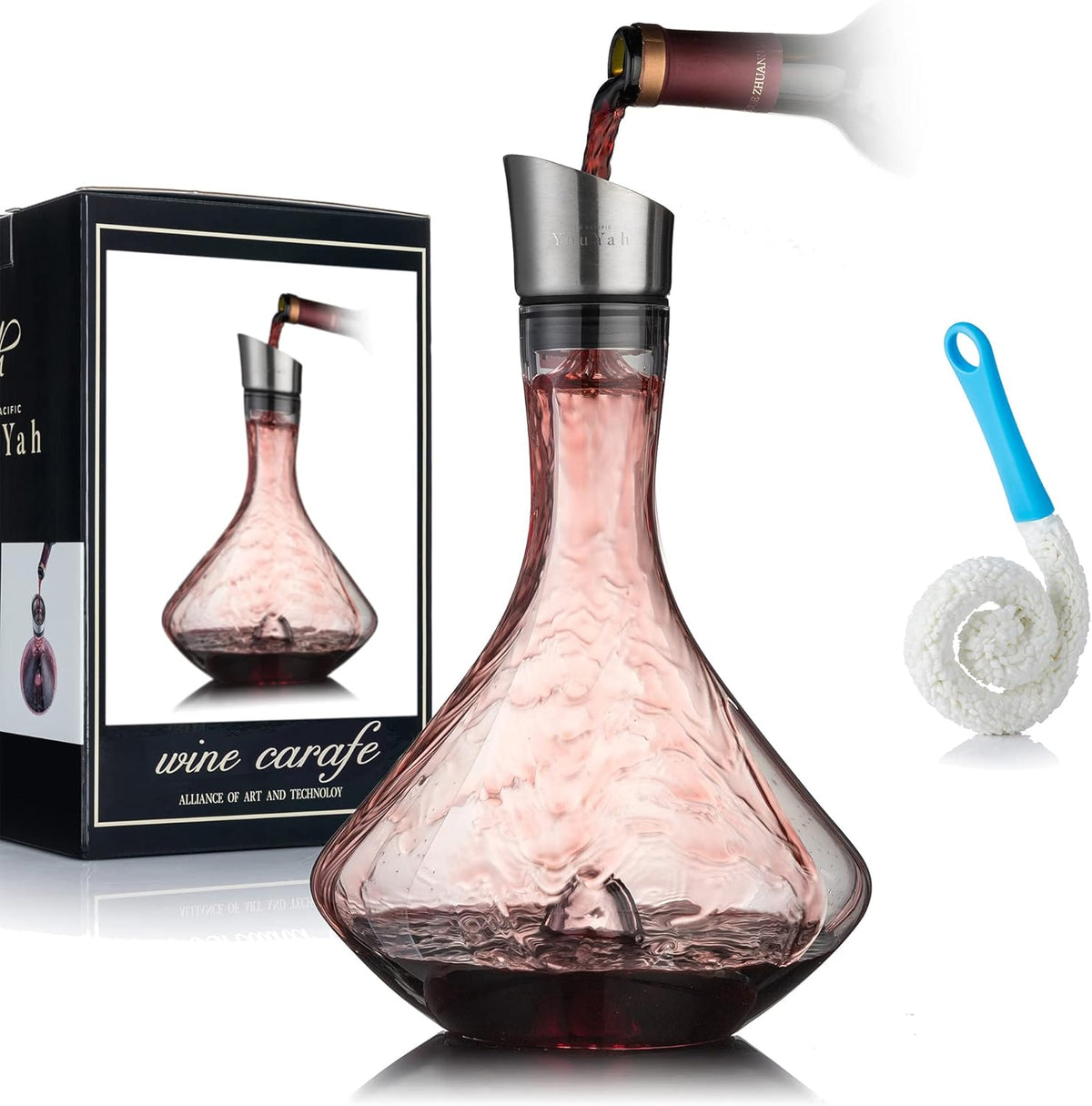 Carafe à décanter en cristal avec aérateur intégré