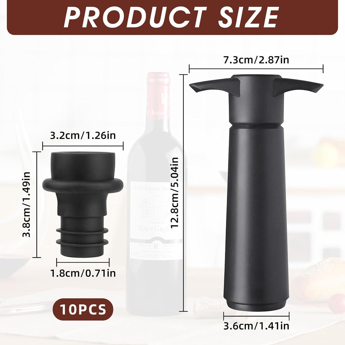 Wine Saver Vacuum Pump with 10 Stoppers