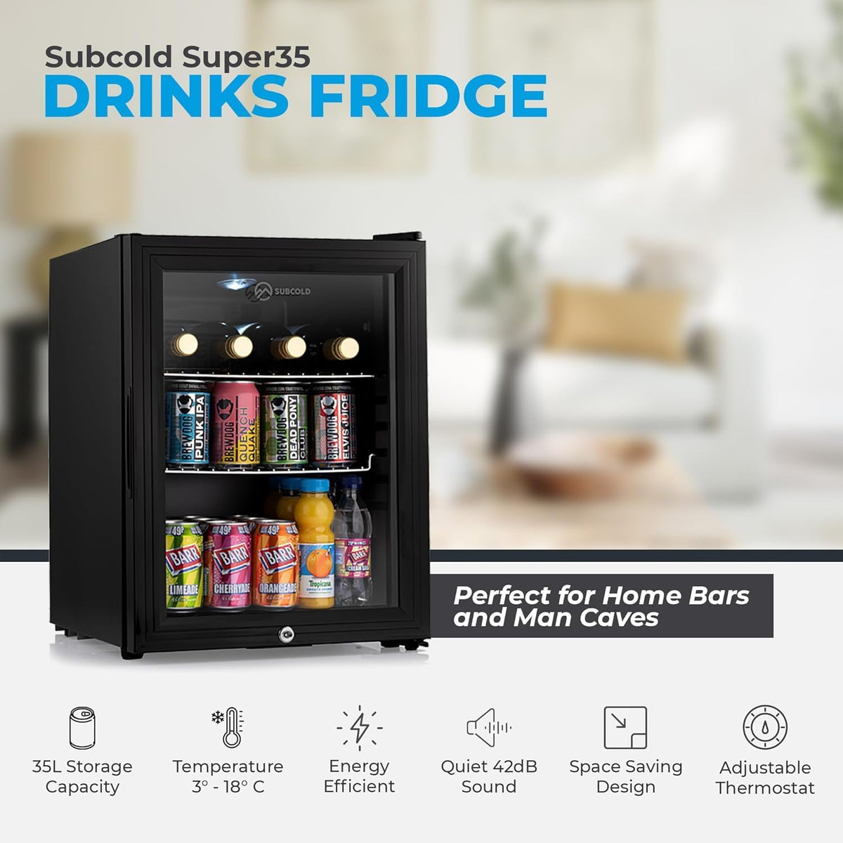 Super35 LED Mini Fridge 35L Table-Top Wine Fridge