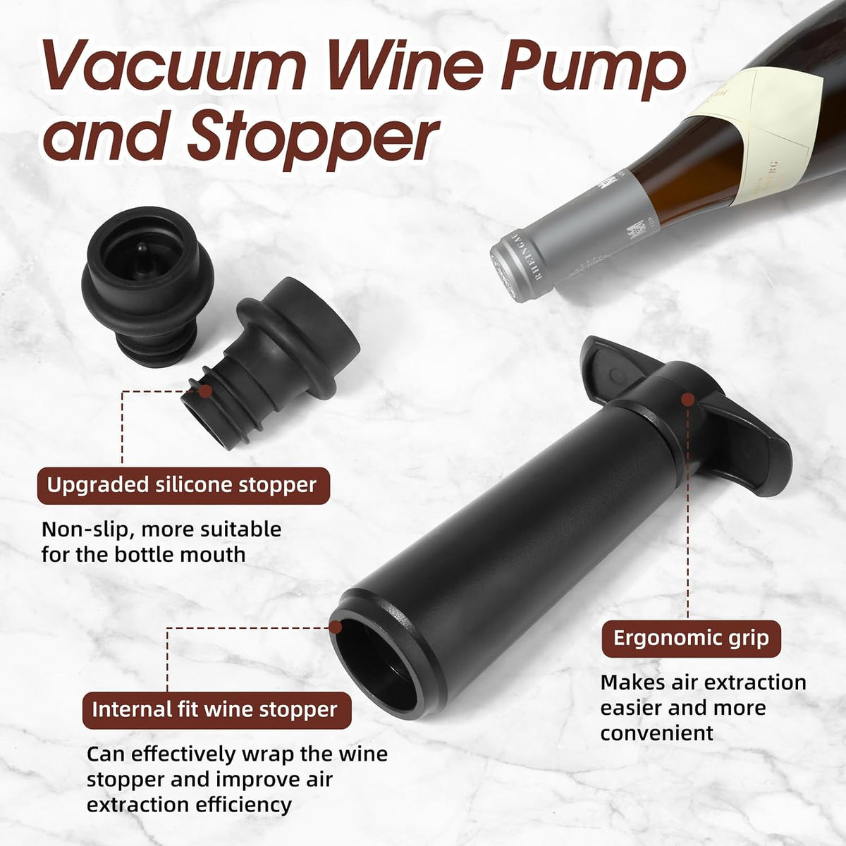 Wine Saver Vacuum Pump with 10 Stoppers